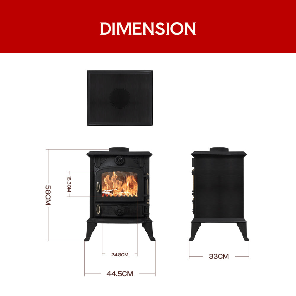 5KW Freestanding Cast Iron Wood Burning Stove Fireplace